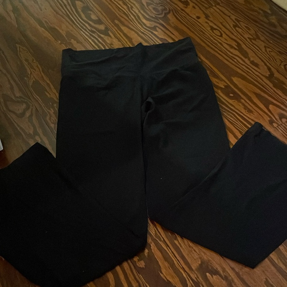 Active black flare wide leg pants